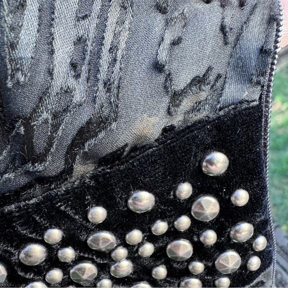 VTG Bebe Black Embroidered Studded Cross Back Hi Lo Dress Women's XS - Picture 14 of 16